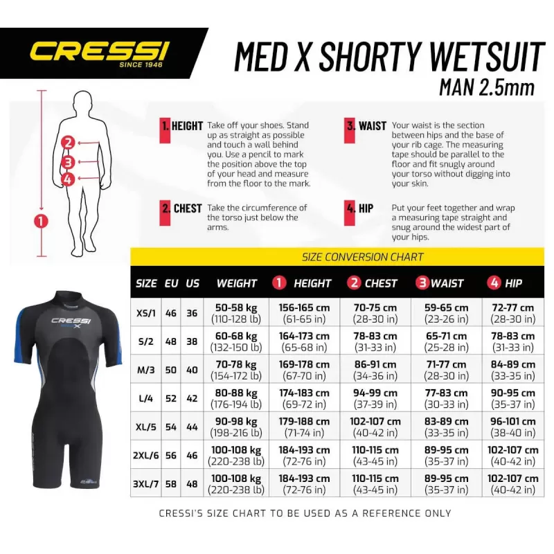 Cressi Med X Man 2.5mm kratka neoprenska obleka XXL