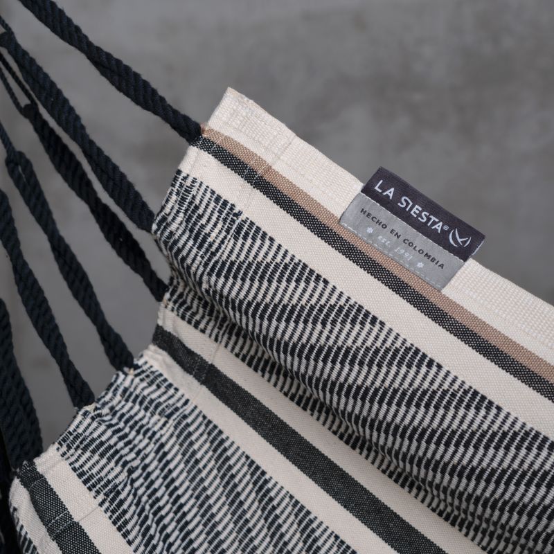 La Siesta viseči stol Udine s stojalom Eucalyptus Bio bombaž zebra