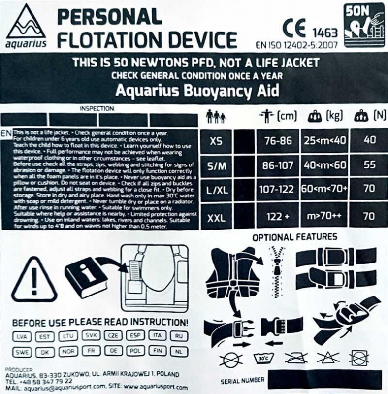 Rešilni jopič Aquarius MQ PLUS L/XL 70N modra