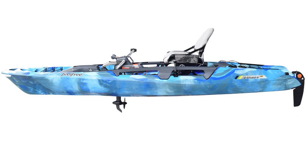 Kajak za ribolov Feelfree Dorado Motodrive blue camo